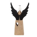 Clayre & Eef Dekorationsfigur Engel 14x5x26 cm Weiß Braun Holz Keine Form