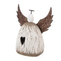 Clayre & Eef Image de décoration Ange 13x5x14 cm Blanc Marron Bois Aucune forme