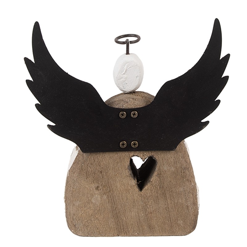 Clayre & Eef Image de décoration Ange 13x5x14 cm Blanc Marron Bois Aucune forme
