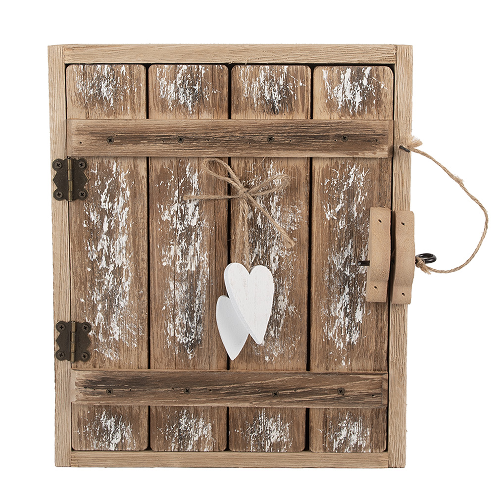 Clayre&Eef Sleutelkastje 24x7x30 cm Bruin Wit Hout afbeelding