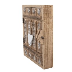 Clayre & Eef Key Cabinet 24x7x30 cm Brown White Wood