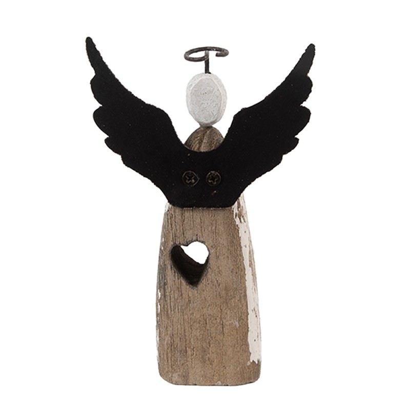 Clayre & Eef Statuetta decorativa Angelo 7x3x12 cm Bianco Marrone Legno Nessuna forma