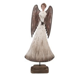 Clayre & Eef Decorative Figurine Angel 19x6x42 cm White Brown Wood No Shape