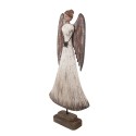 Clayre & Eef Decoratie Beeld Engel 19x6x42 cm Wit Bruin Hout Geen vorm
