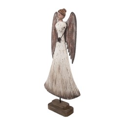 Clayre & Eef Decorative Figurine Angel 19x6x42 cm White Brown Wood No Shape