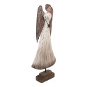 Clayre & Eef Decoratie Beeld Engel 19x6x42 cm Wit Bruin Hout Geen vorm