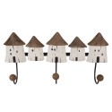 Clayre & Eef Portemanteau mural 38x8x19 cm Blanc Marron Bois Aucune forme Maisons