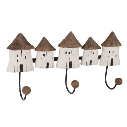 Clayre & Eef Portemanteau mural 38x8x19 cm Blanc Marron Bois Aucune forme Maisons