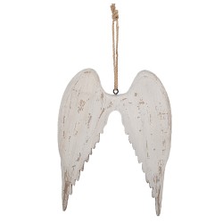 Clayre & Eef Pendentif de décoration Ailes 20x3x27 cm Blanc Marron Bois Aucune forme