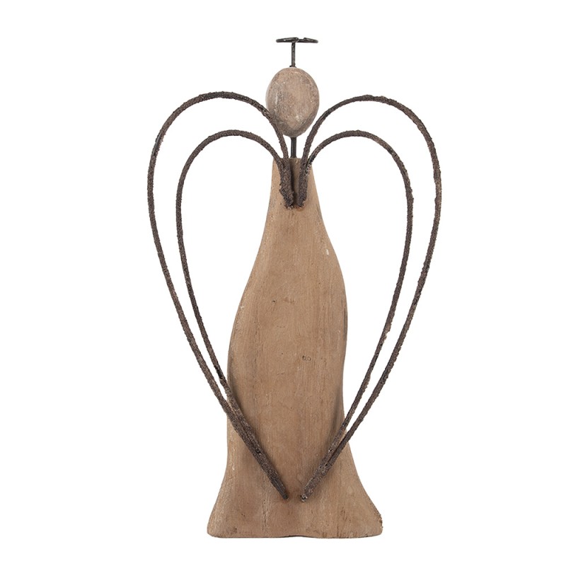 Clayre & Eef Image de décoration Ange 14x4x26 cm Marron Bois