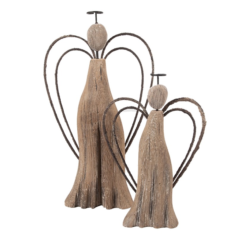 Clayre & Eef Image de décoration Ange 14x4x26 cm Marron Bois