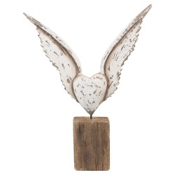 Clayre & Eef Image de décoration Ailes 26x5x33 cm Blanc Marron Bois Aucune forme