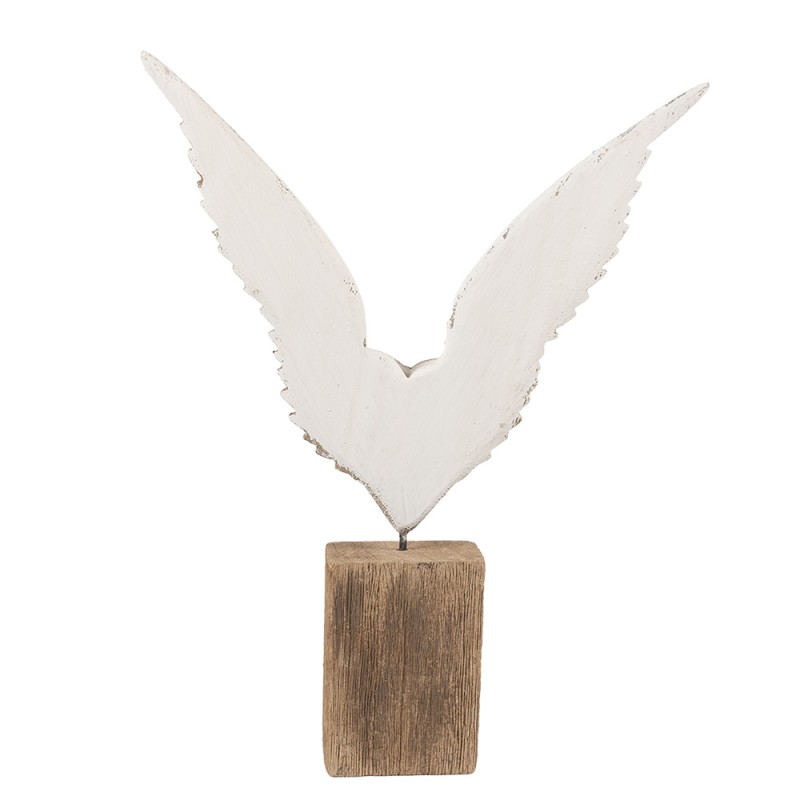 Clayre & Eef Image de décoration Ailes 26x5x33 cm Blanc Marron Bois Aucune forme