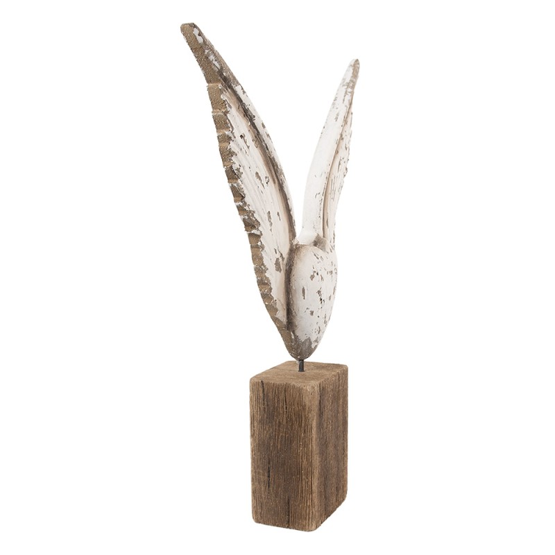 Clayre & Eef Image de décoration Ailes 26x5x33 cm Blanc Marron Bois Aucune forme
