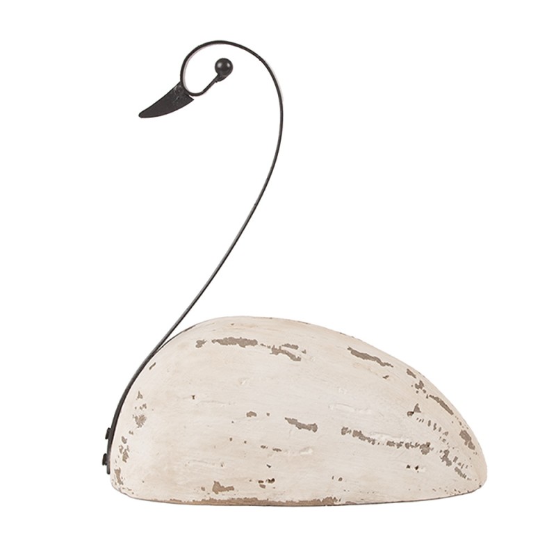 Clayre & Eef Décoration de Noël Image Cygne 17x8x19 cm Blanc Bois Aucune forme