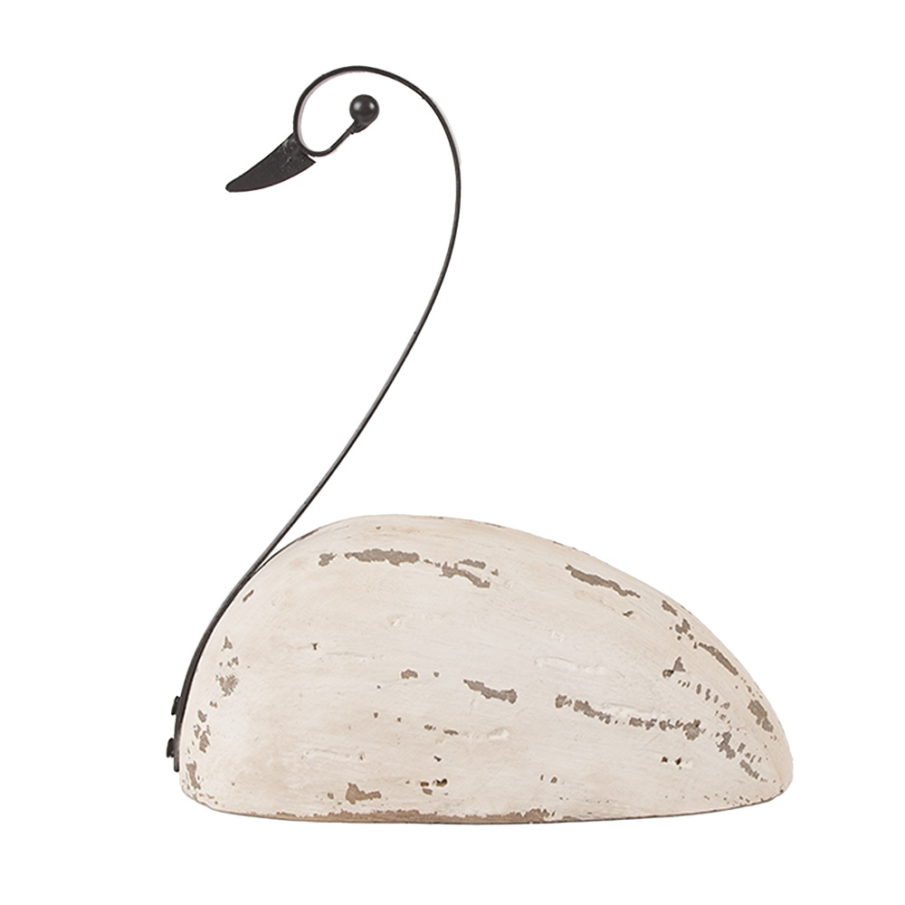 Clayre & Eef Kerstdecoratie Beeld Zwaan 17x8x19 cm Wit Hout afbeelding 1