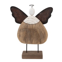 Clayre & Eef Dekorationsfigur Engel 13x5x19 cm Braun Holz