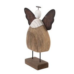 Clayre & Eef Dekorationsfigur Engel 13x5x19 cm Braun Holz