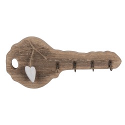 Clayre & Eef Schlüsselablage Schlüssel 30x4x14 cm Braun Holz
