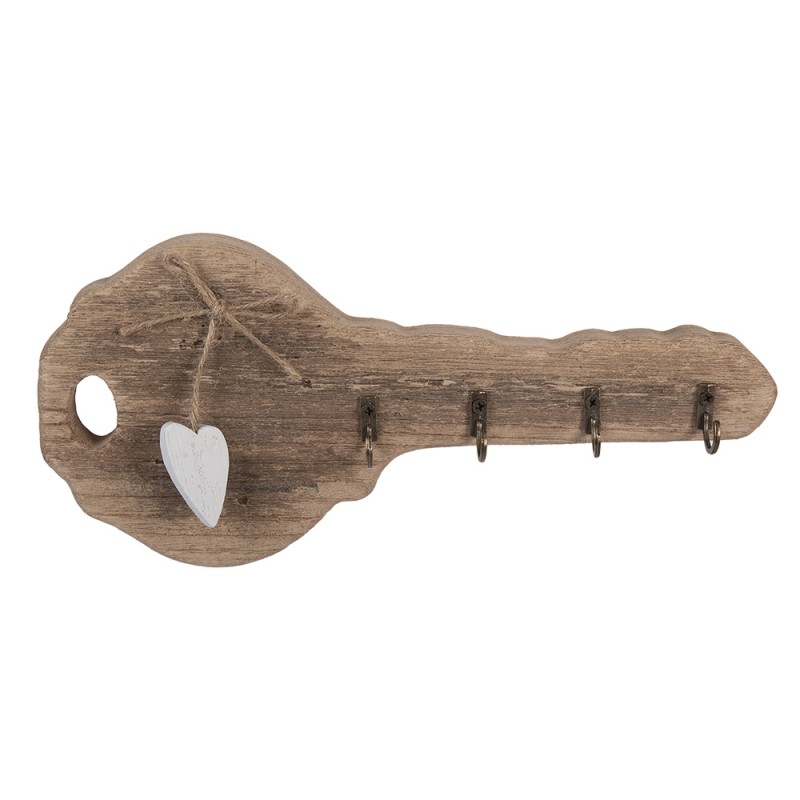 Clayre & Eef Schlüsselablage Schlüssel 30x4x14 cm Braun Holz