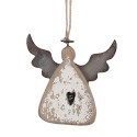 Clayre & Eef Pendentif de décoration Ange 10x2x10 cm Marron Blanc Bois Aucune forme