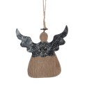 Clayre & Eef Pendentif de décoration Ange 10x2x10 cm Marron Blanc Bois Aucune forme