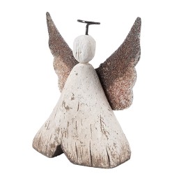 Clayre & Eef Statuetta decorativa Angelo 8x3x9 cm Bianco Marrone Legno Nessuna forma