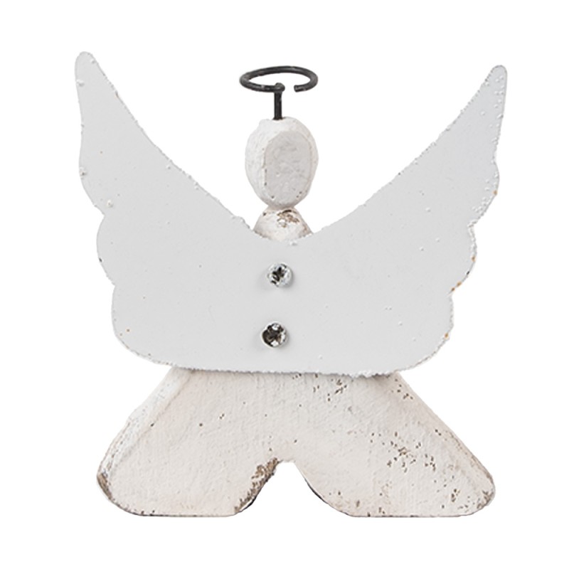 Clayre & Eef Statuetta decorativa Angelo 8x3x9 cm Bianco Marrone Legno Nessuna forma