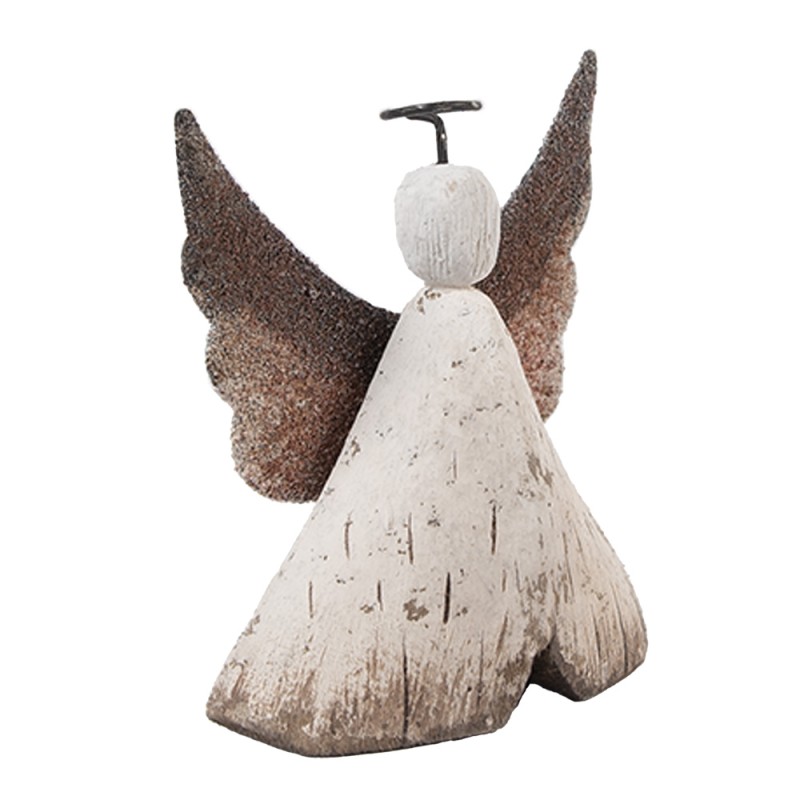 Clayre & Eef Statuetta decorativa Angelo 8x3x9 cm Bianco Marrone Legno Nessuna forma