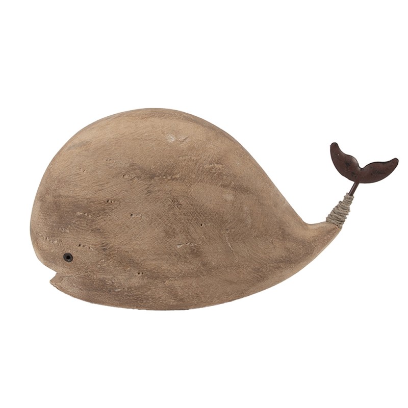 Clayre & Eef Image de décoration Baleine 26x7x14 cm Marron Bois Aucune forme