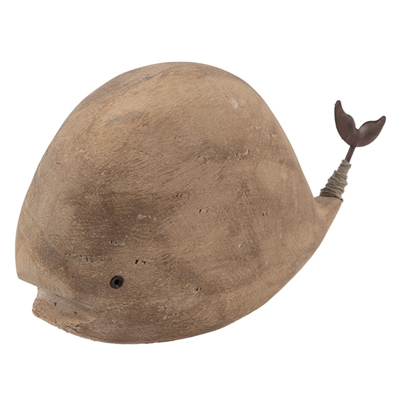 Clayre & Eef Image de décoration Baleine 26x7x14 cm Marron Bois Aucune forme