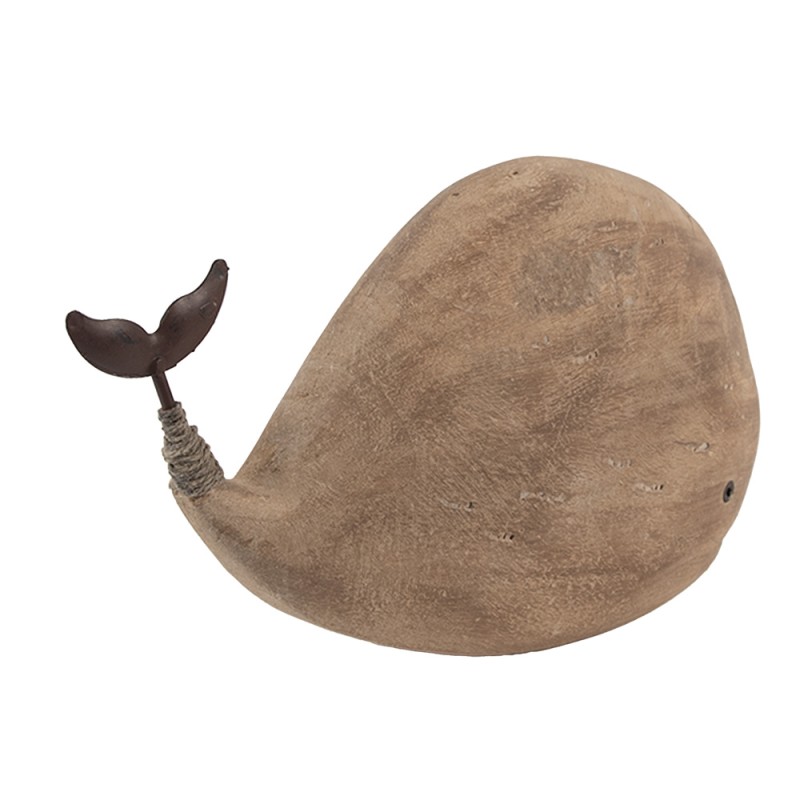 Clayre & Eef Image de décoration Baleine 26x7x14 cm Marron Bois Aucune forme