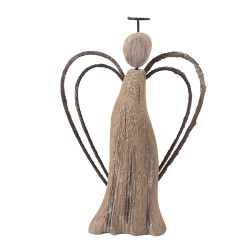 Clayre & Eef Dekorationsfigur Engel 12x3x18 cm Braun Holz Keine Form