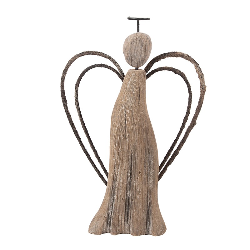 Clayre & Eef Dekorationsfigur Engel 12x3x18 cm Braun Holz Keine Form