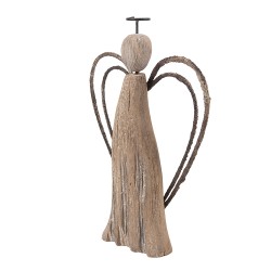 Clayre & Eef Dekorationsfigur Engel 12x3x18 cm Braun Holz Keine Form