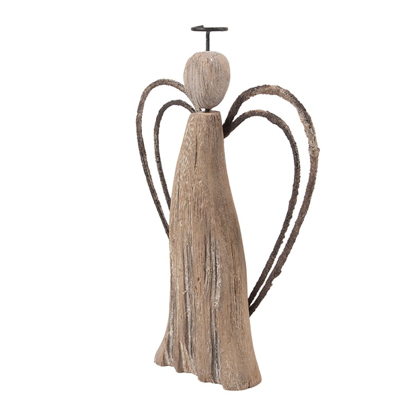 Clayre & Eef Dekorationsfigur Engel 12x3x18 cm Braun Holz Keine Form