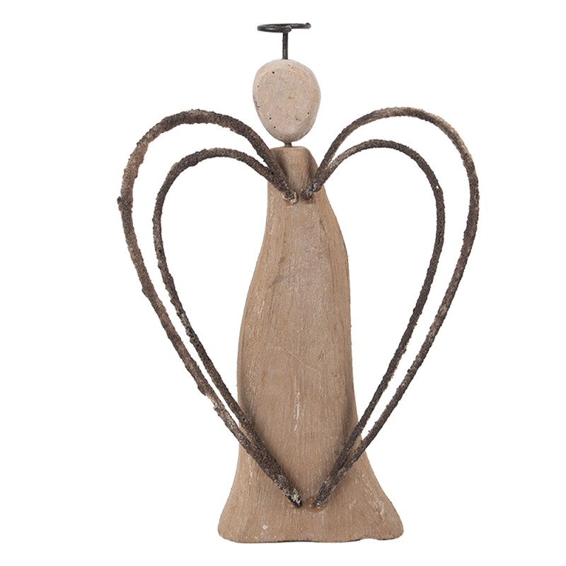 Clayre & Eef Dekorationsfigur Engel 12x3x18 cm Braun Holz Keine Form