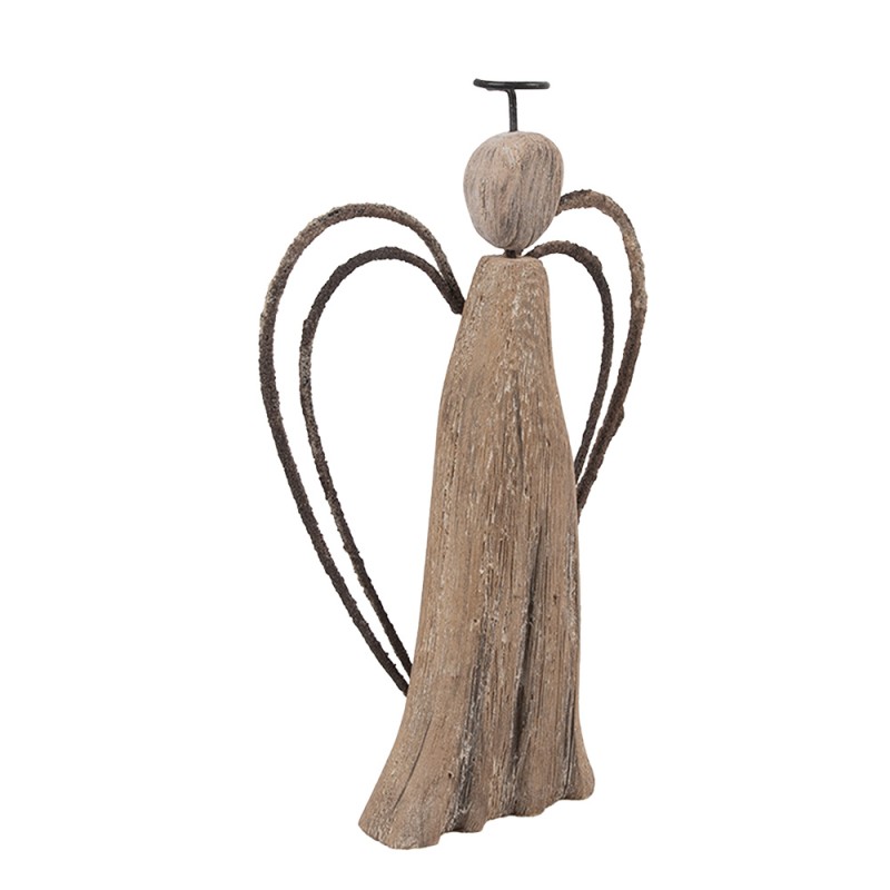 Clayre & Eef Dekorationsfigur Engel 12x3x18 cm Braun Holz Keine Form
