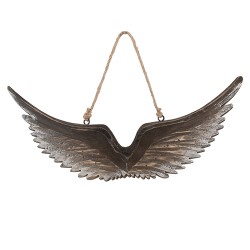 Clayre & Eef Pendentif de décoration Ailes 30x3x12 cm Marron Blanc Bois Aucune forme