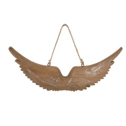 Clayre & Eef Pendentif de décoration Ailes 30x3x12 cm Marron Blanc Bois Aucune forme
