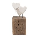 Clayre & Eef Image de décoration Coeurs 7x6x15 cm Blanc Marron Bois Aucune forme