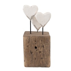 Clayre & Eef Image de décoration Coeurs 7x6x15 cm Blanc Marron Bois Aucune forme
