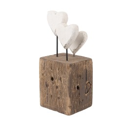 Clayre & Eef Image de décoration Coeurs 7x6x15 cm Blanc Marron Bois Aucune forme