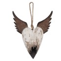 Clayre & Eef Pendentif de décoration Coeur 17x3x20 cm Blanc Marron Bois Aucune forme