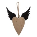Clayre & Eef Pendentif de décoration Coeur 17x3x20 cm Blanc Marron Bois Aucune forme