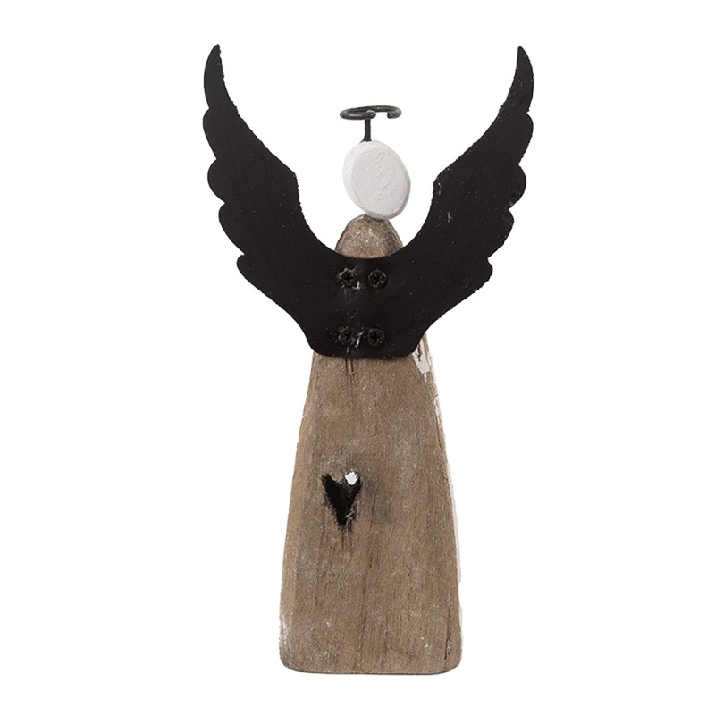Clayre & Eef Statuetta decorativa Angelo 9x4x18 cm Bianco Marrone Legno Nessuna forma