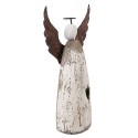 Clayre & Eef Statuetta decorativa Angelo 9x4x18 cm Bianco Marrone Legno Nessuna forma