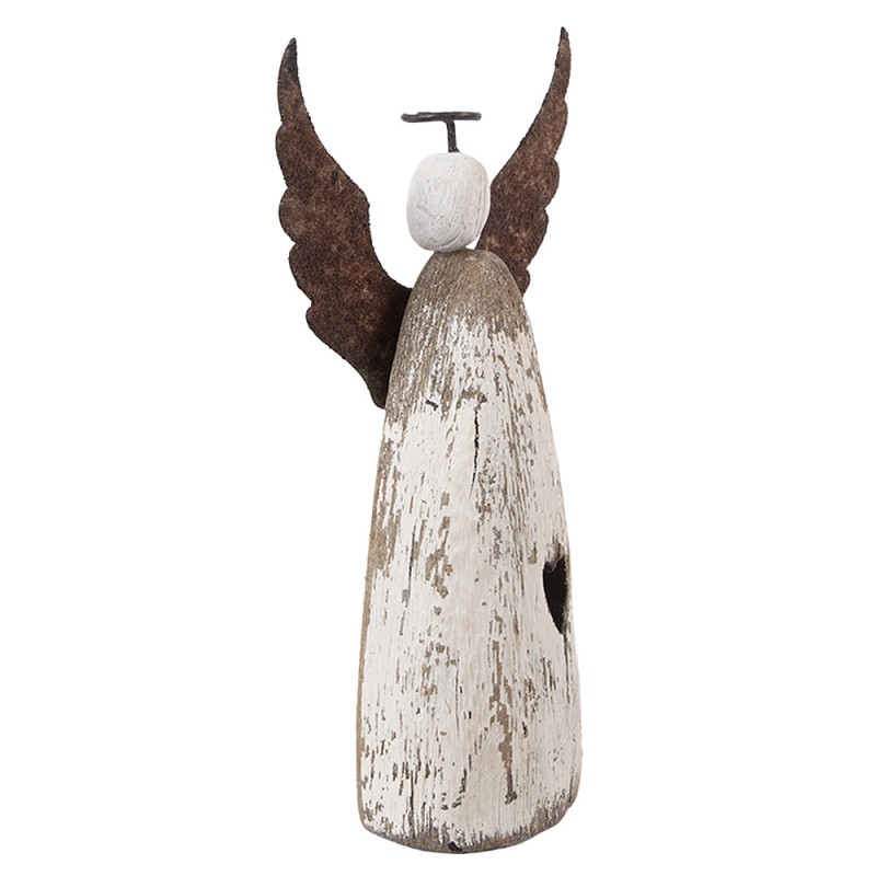 Clayre & Eef Statuetta decorativa Angelo 9x4x18 cm Bianco Marrone Legno Nessuna forma