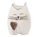 Clayre & Eef Image de décoration Chat 6x4x7 cm Blanc Marron Bois Aucune forme