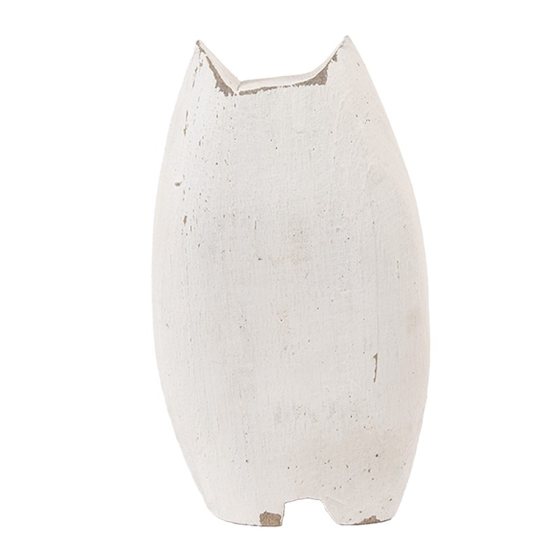 Clayre & Eef Image de décoration Chat 8x6x14 cm Blanc Marron Bois Aucune forme